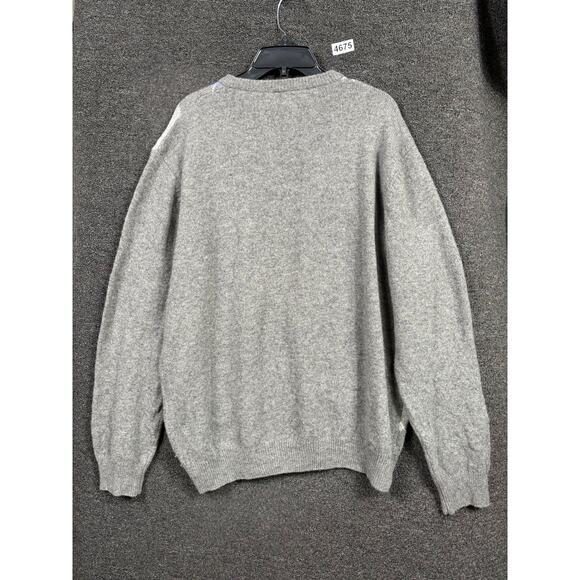 Jos. A. Bank Sweater Mens XL Gray Blue Argyle Lambswool Blend Crewneck Pullove - Picture 2 of 5